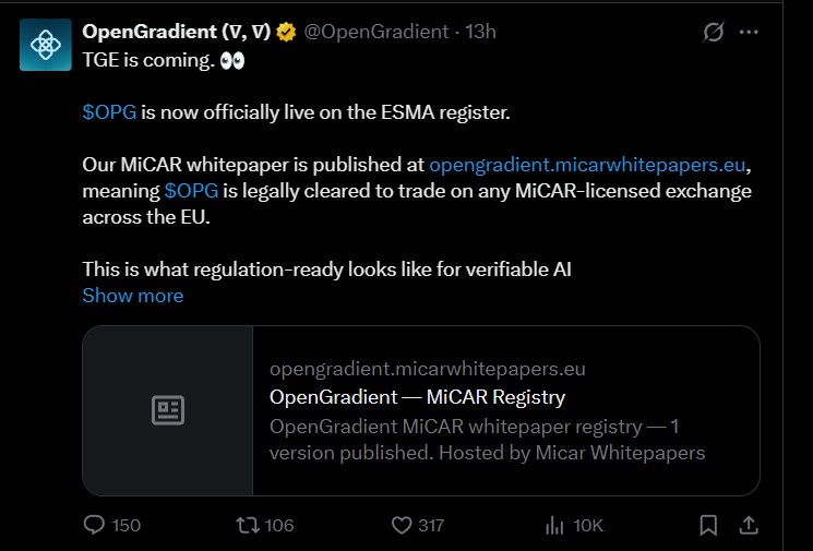 Opengradient airdrop and TGE date