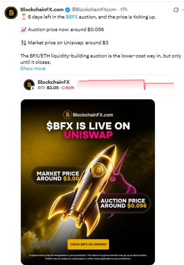 There are 8 days left in the $BFX auction There are 8 days left in the $BFX auction