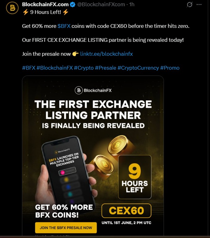 BlockchainFX Listing Date and First CEX Partner Reveal Today