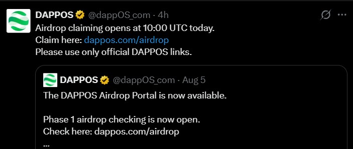 DAPPOS AIrdrop Claim DAPPOS AIrdrop Claim