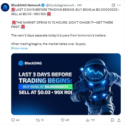 Tweet on x BlockDAG Tweet on x BlockDAG