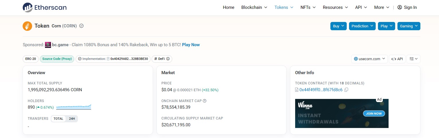 Corn Tokenomics 
