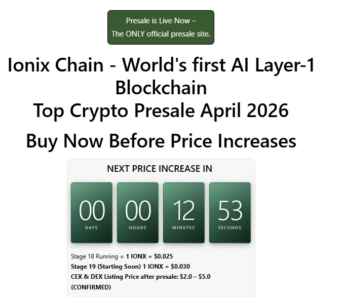 Ionix chains Presale price 2026