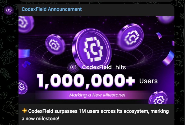 CodexField Passes 1 Million Users.