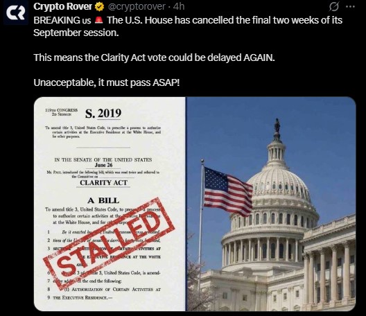 US House has cancelled the final two weeks of its September
