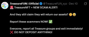 Treasure NFT Scam alert Treasure NFT Scam alert