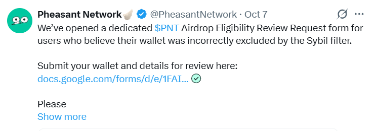 PNT token airdrop claim 