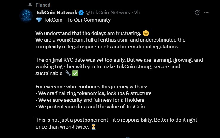 Tok Coin KYC Dellay Verification Tok Coin KYC Dellay Verification