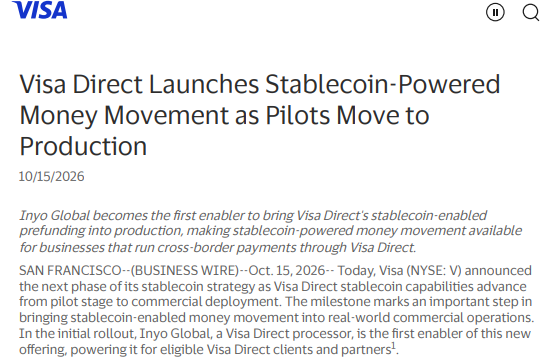 Visa Direct USDC stablecoin payouts for cross-border payments Visa Direct USDC stablecoin payouts for cross-border payments