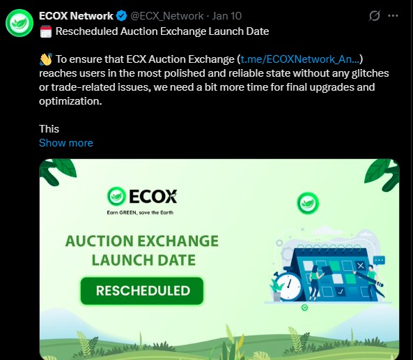 ECOX Network Listing Date Rescheduled