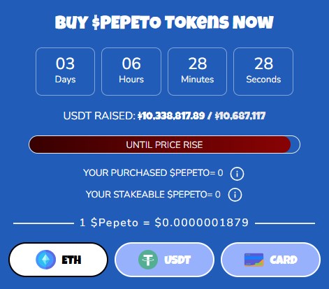 Pepeto Presale countdown