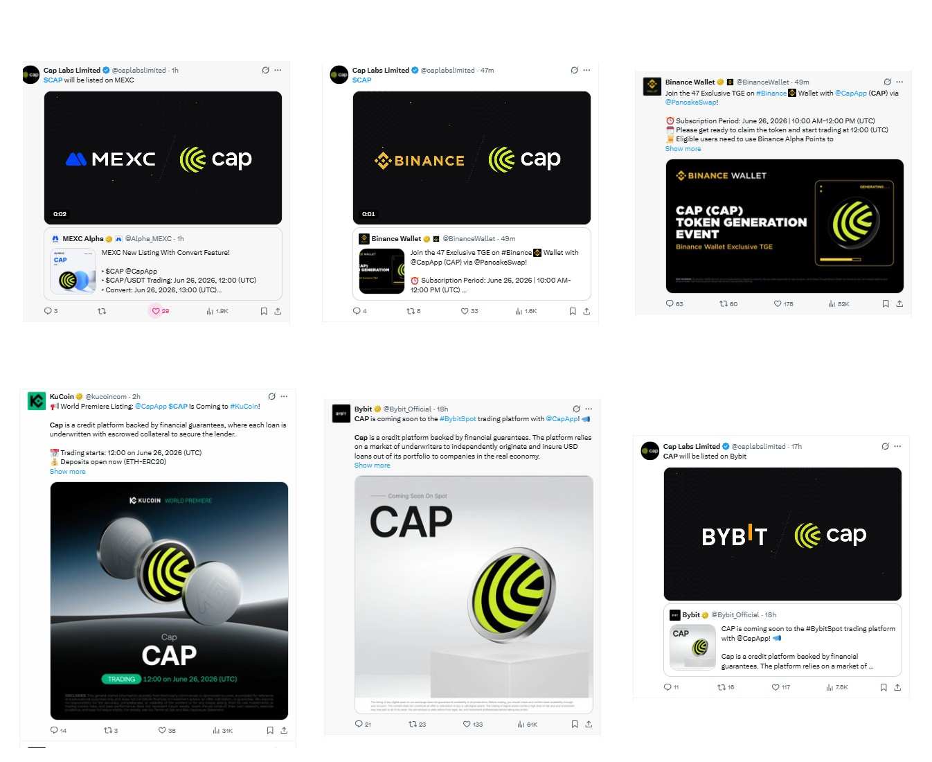 Four Exchanges, Four Announcements