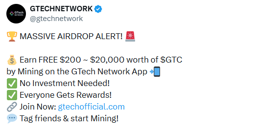 gtech network airdrop alert