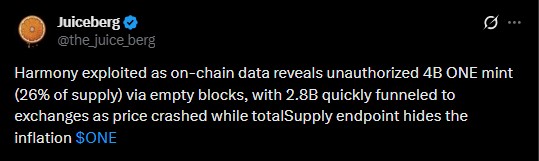 Crypto Hack News: Harmony Faces 4 Billion ONE Token Exploit