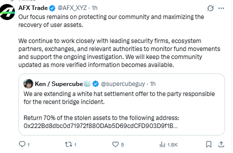 AFX official post regarding recent hack