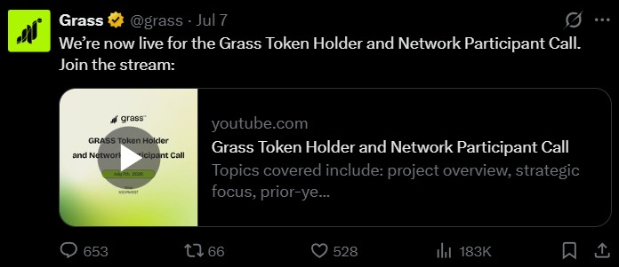 Grass Token Holders and Network Participation Call Grass Token Holders and Network Participation Call