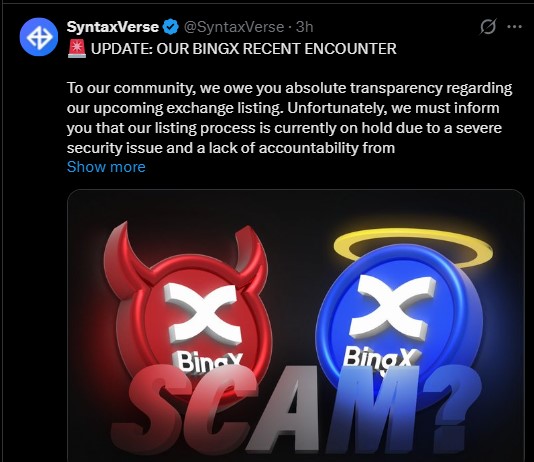 SyntaxVerse BingX Scam