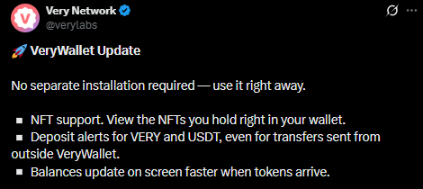  Very Wallet Update official X post