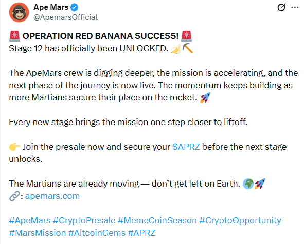 Apemars presale stage 12 is live