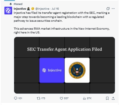 Injective SEC transfer agent filing