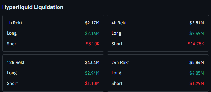 HYPE Liquidation Data Today