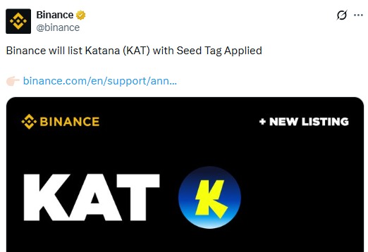katana binance listing with seed tag