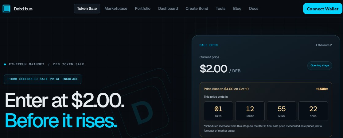 Debitum token sale page