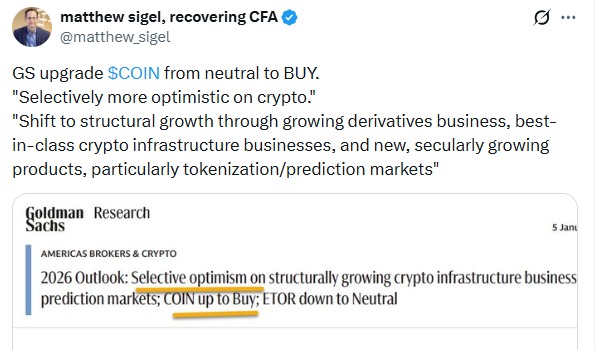 Coinbase updgrade tweet