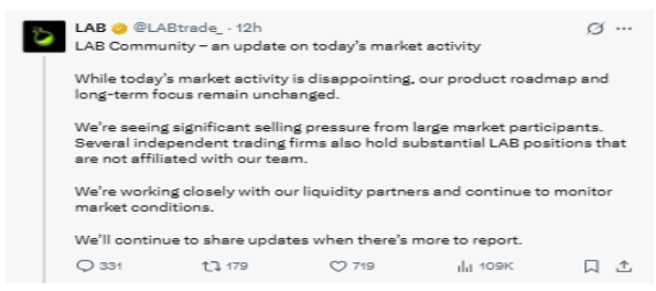 LAB Team Responds to the Sharp Price crash