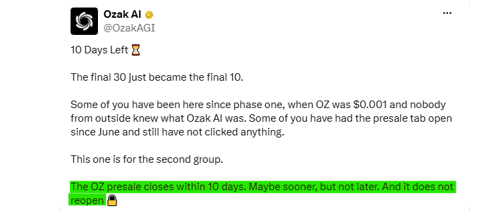 Ozak AI Sale Phase Will Not Reopen Ozak AI Sale Phase Will Not Reopen