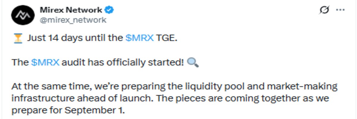 Mirex Network news official X Post 