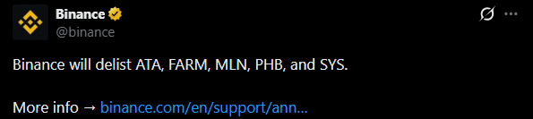 Binance Delisting News Today Binance Delisting News Today