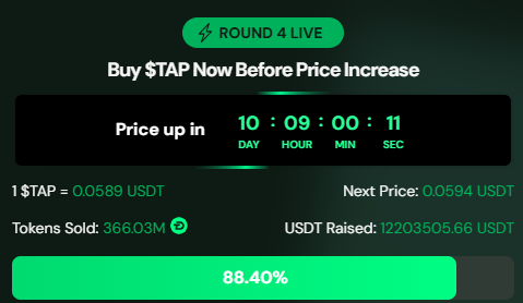 DigiTap official presale dashboard 