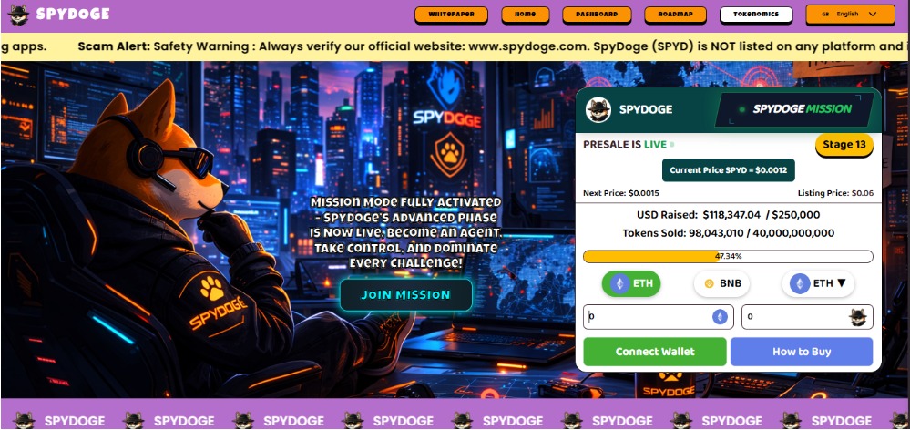 Spydoge spy doge meme crypto presale project