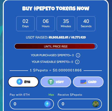 pepeto presale token price