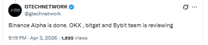 Gtec Network Binance alpha confirmation 