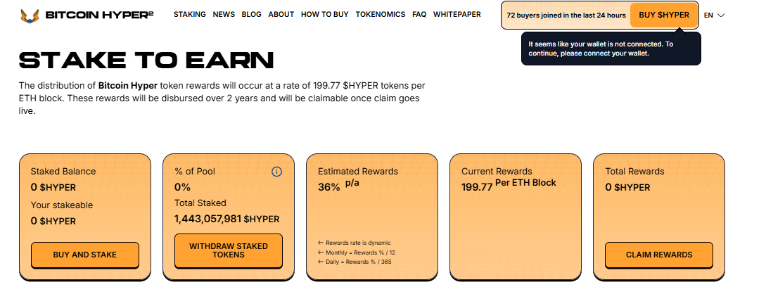 Over 1.34 million HYPER tokens  staked