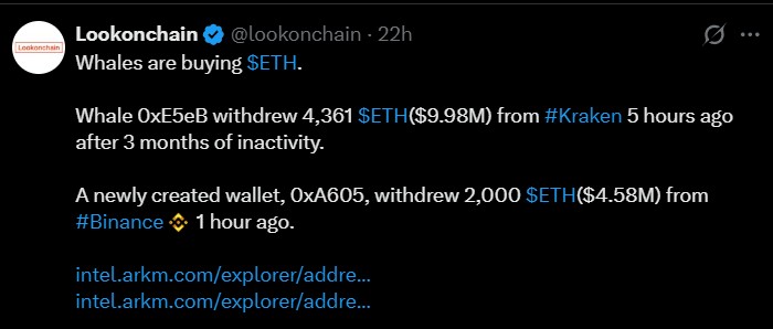 Ethereum Whale Activity today