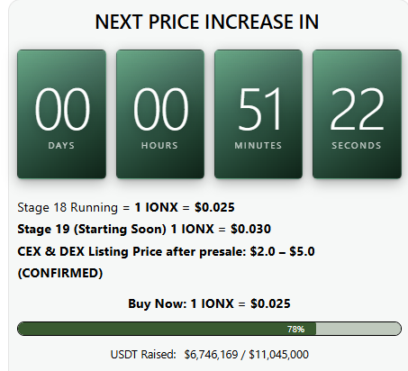 ionix presale about to end