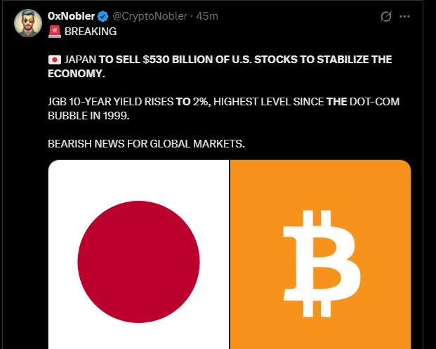 Japan Sell-off US Bonds Worth $530M