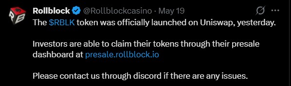 Rollblock Uniswap listing Rollblock Uniswap listing