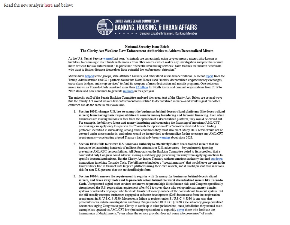 National Security Issue Brief: CLARITY Act