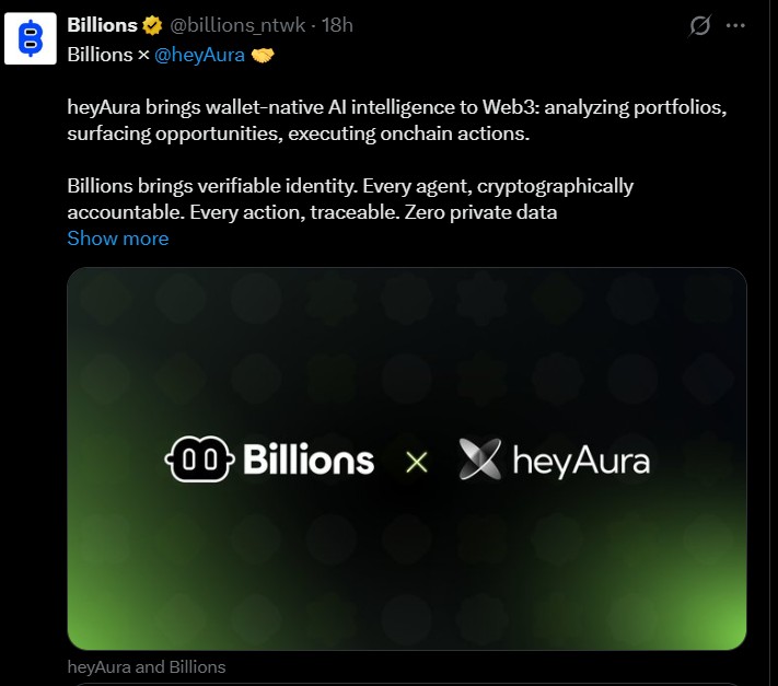 Billions Network and HeyAura Partnership