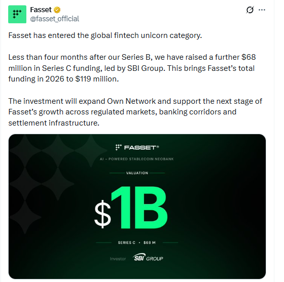 fasset $1B valuation fasset $1B valuation