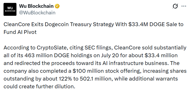 CleanCore DOGE Dump