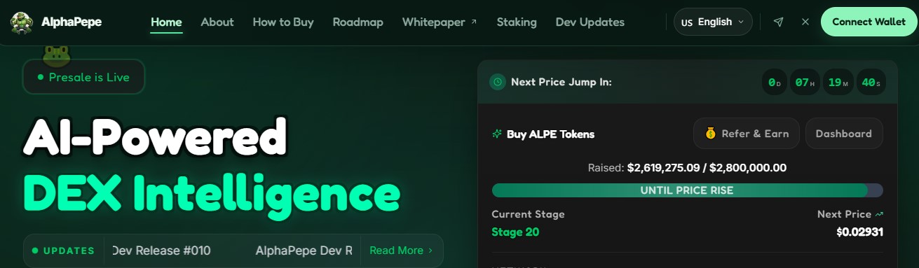 Official AlphaPepe presale website