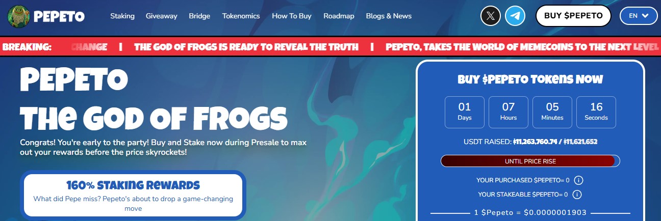 Pepeto presale dashboard Pepeto presale dashboard