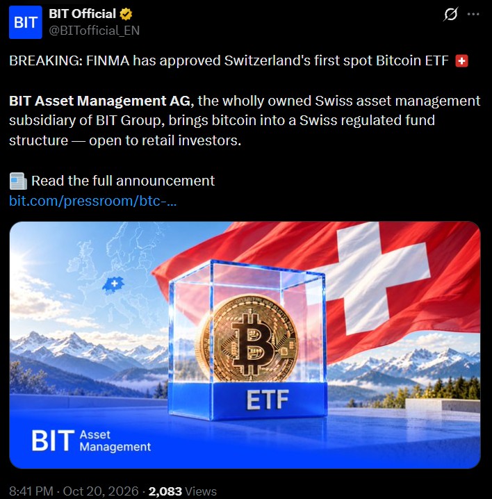 Switzerland First Bitcoin ETF