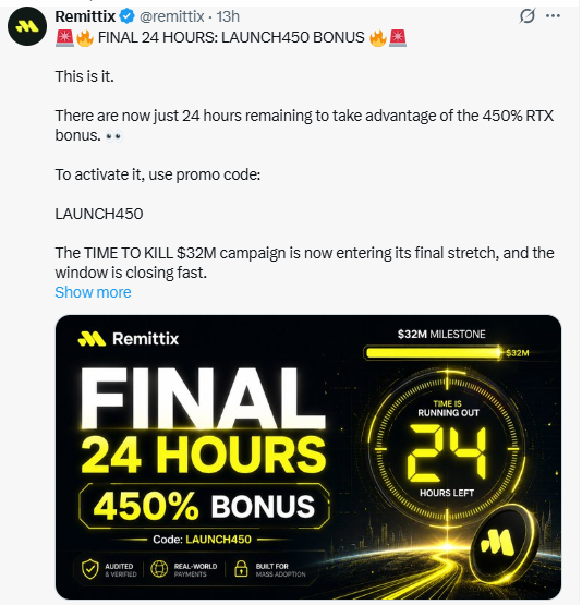 Remittix presale RTX LAUNCH450 bonus 