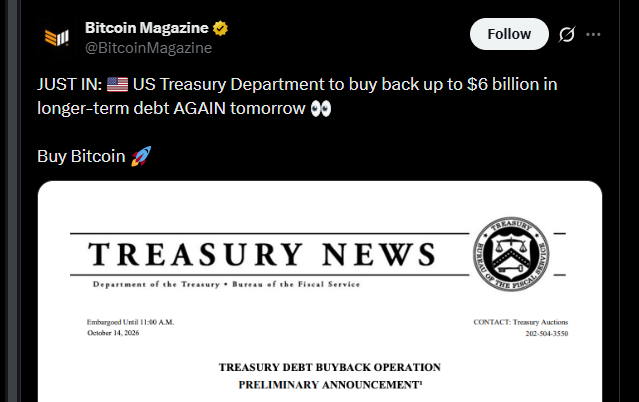 US Treasury debt buyback US Treasury debt buyback